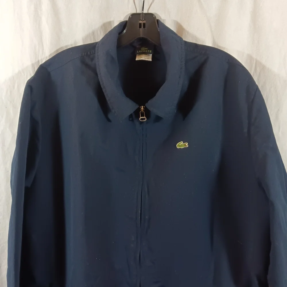 Lacoste Mens L/XL 56/6 Jacket Navy Blue Nylon Zippered Preppy
